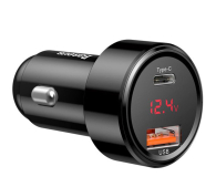 Ładowarka i akumulator BASEUS Ladowarka samochodowa 1xUSB 1xUSB-C Magic QC 4.0 PD 45W czarna CCMLC20C-01